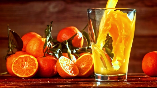 4k Stock Footage, Fruit, Orange, Citrus, Glass, Drink