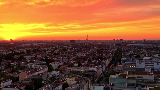 Aerial Stock Footage, Sky, City, Travel, Sunset, Atmosphere