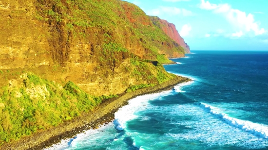 Beach, Cliff, Ocean, Coast, Sea, Landscape