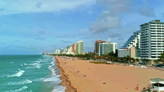 Beach, Shoreline, City, Water, Sky, Cityscape