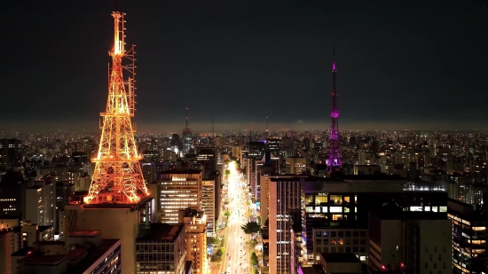 Business District, City, Night, Skyline, Skyscraper, Cityscape