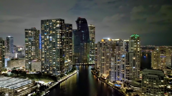 Business District, City, Skyline, Cityscape, Urban, Night