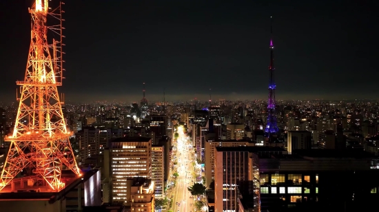 Business District, City, Skyscraper, Night, Skyline, Cityscape