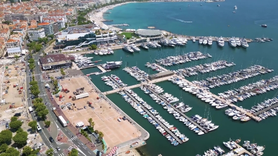 City, Aerial, Town, Beach, Bay, Architecture