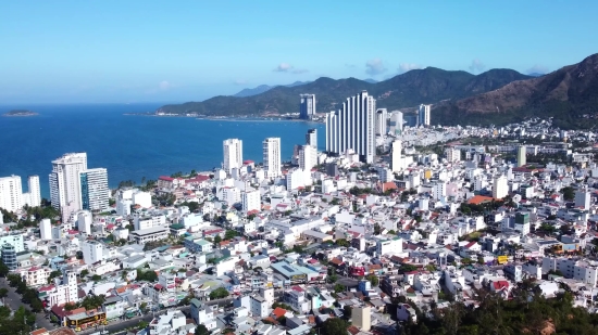 City, Business District, Architecture, Cityscape, Shoreline, Aerial