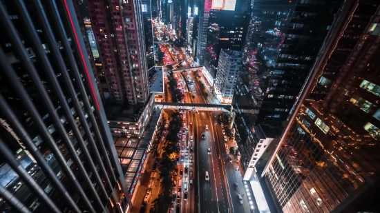 City, Business District, Night, Urban, Skyscraper, Skyline