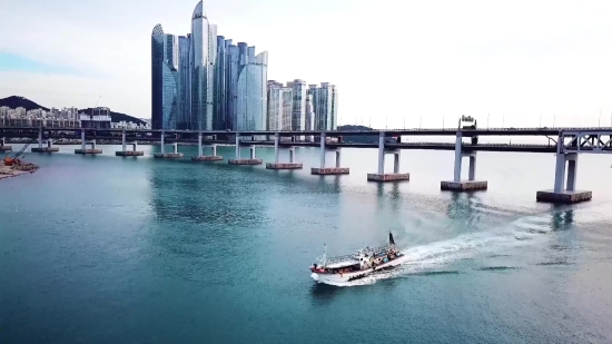 Fireboat, Boat, Vessel, City, Skyline, Urban