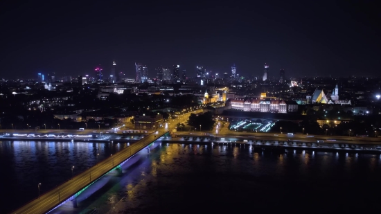 Free Stock Video Content, Night, Bridge, City, River, Pier