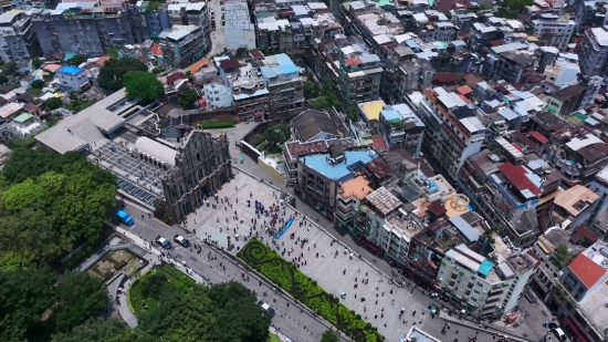 Intersection, City, Aerial, Architecture, Building, Town