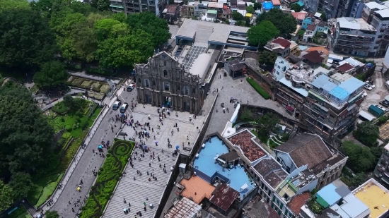 Intersection, City, Aerial, Architecture, Building, Town