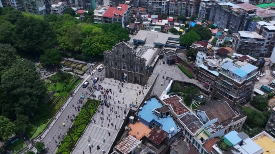 Intersection, City, Aerial, Architecture, Town, Building