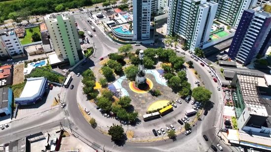 Intersection, City, Architecture, Aerial, Building, Urban