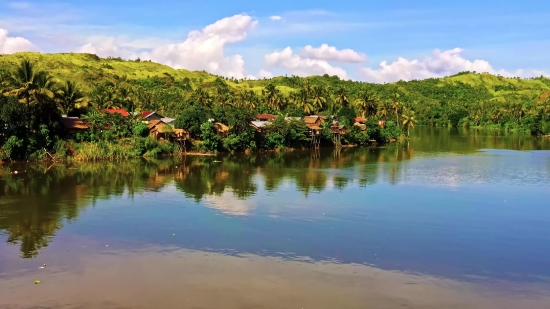 Lake, Landscape, Water, Forest, River, Sky