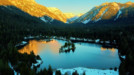 Lake, Mountain, Landscape, Mountains, Water, Snow