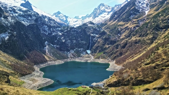 Lake, Mountain, Mountains, Landscape, Natural Depression, Basin