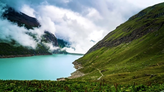 Landscape, Lake, Water, Highland, Cliff, Sky