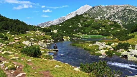 Mountain, Landscape, Mountains, River, Valley, Sky