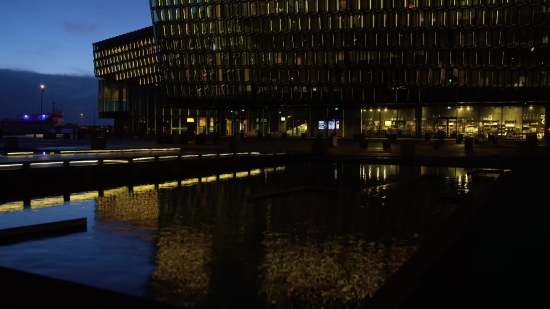 Night, Waterfront, Pier, City, River, Bridge