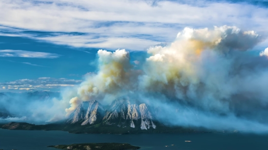 Piano Stock Footage, Volcano, Mountain, Natural Elevation, Sky, Ocean