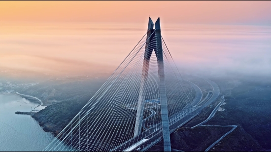 Rain Video Clip Free Download, Suspension Bridge, Bridge, Structure, Skyscraper, Architecture