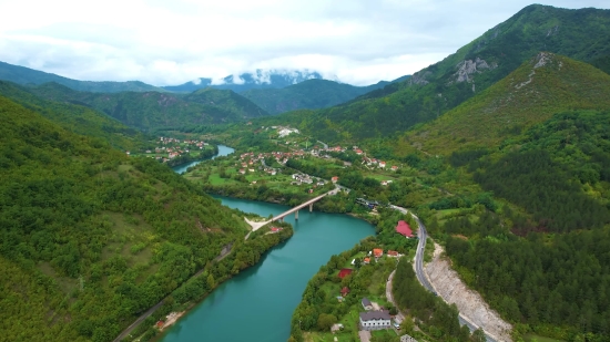 River, Landscape, Body Of Water, Mountain, Highland, Mountains