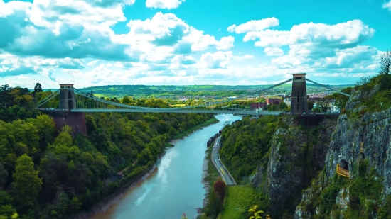 River, Suspension Bridge, Water, Bridge, Structure, Landscape