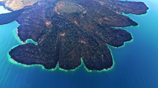 Sea, Mountain, Volcano, Geological Formation, Water, Crater