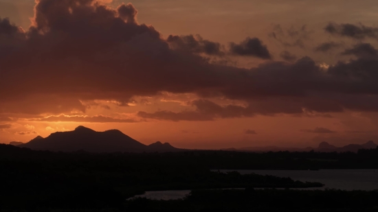 Sky, Sun, Sunset, Landscape, Mountain, Clouds