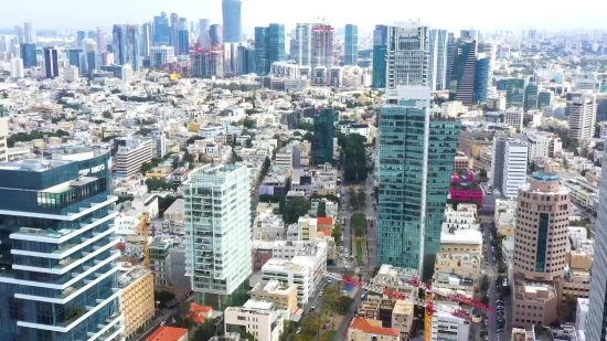 Slow Motion Stock Video, Business District, City, Skyscraper, Skyline, Cityscape