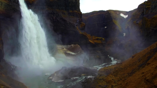 Stock Background Video, Geological Formation, Spring, Hot Spring, Water, Waterfall