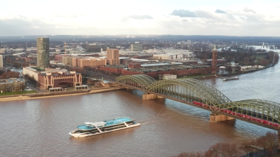 Thunder Stock Footage, Marina, City, River, Bridge, Water