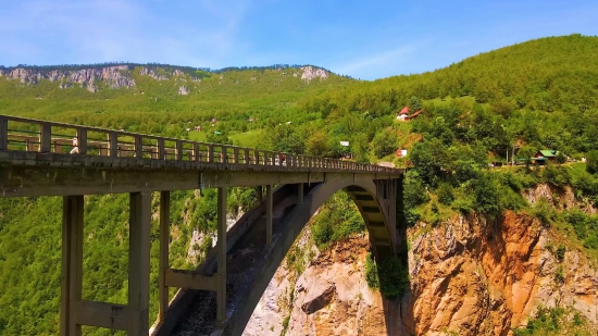 Viaduct, Bridge, Structure, Landscape, Mountain, River