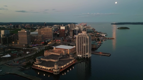 Waterfront, City, Skyline, Night, Architecture, Cityscape