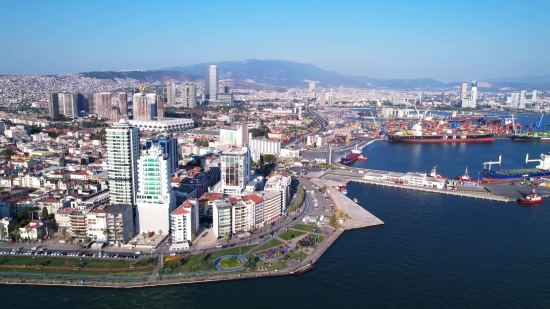 Waterfront, City, Skyline, Tugboat, Cityscape, Urban