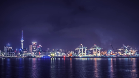 Waterfront, Night, City, Urban, Architecture, Cityscape